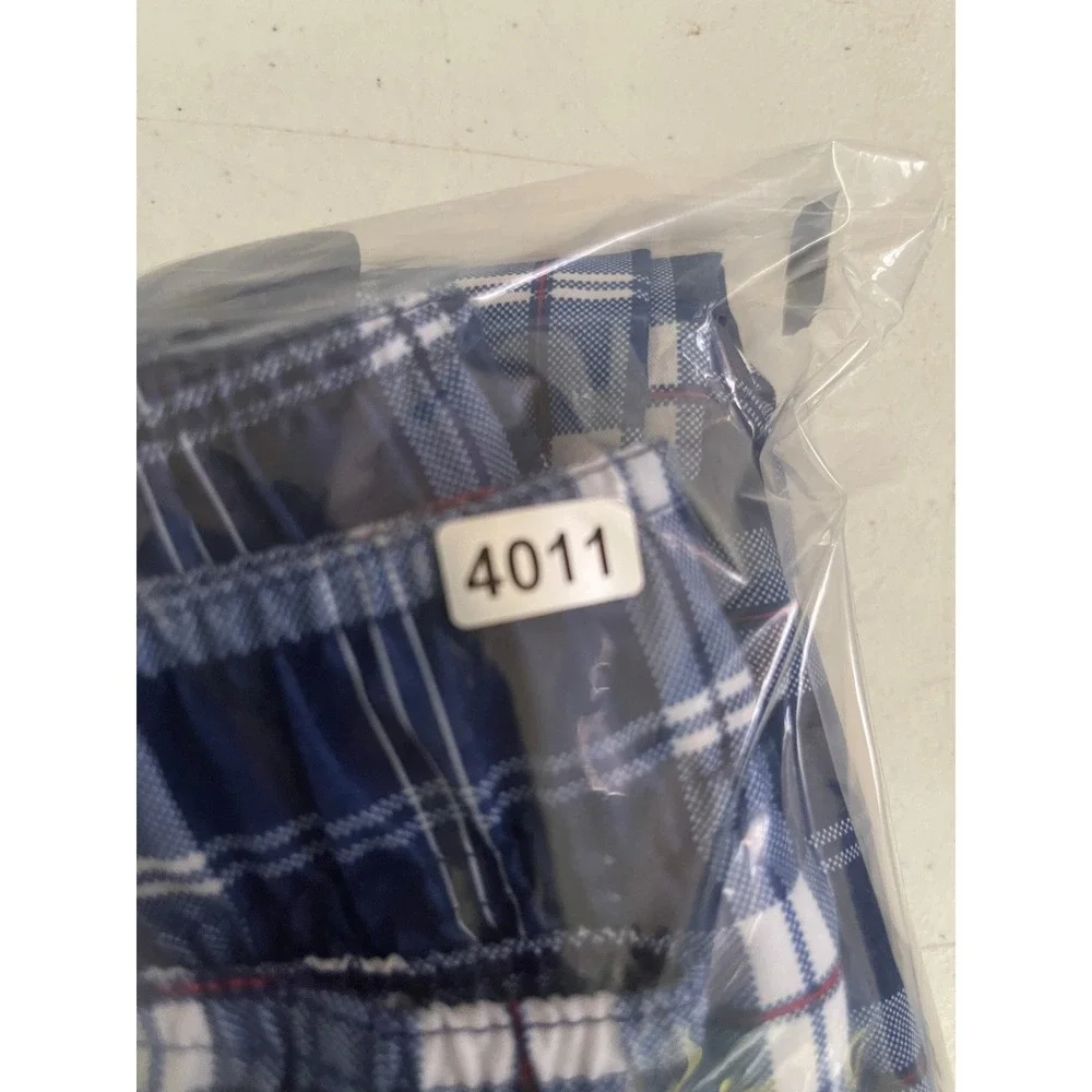 True Nation Swim Trunks Men 5XL Blue Plaid Board Shorts Mesh Lining Pockets